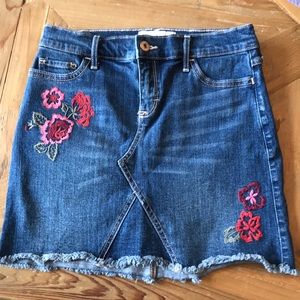Denim mini skirt with embroidery detail